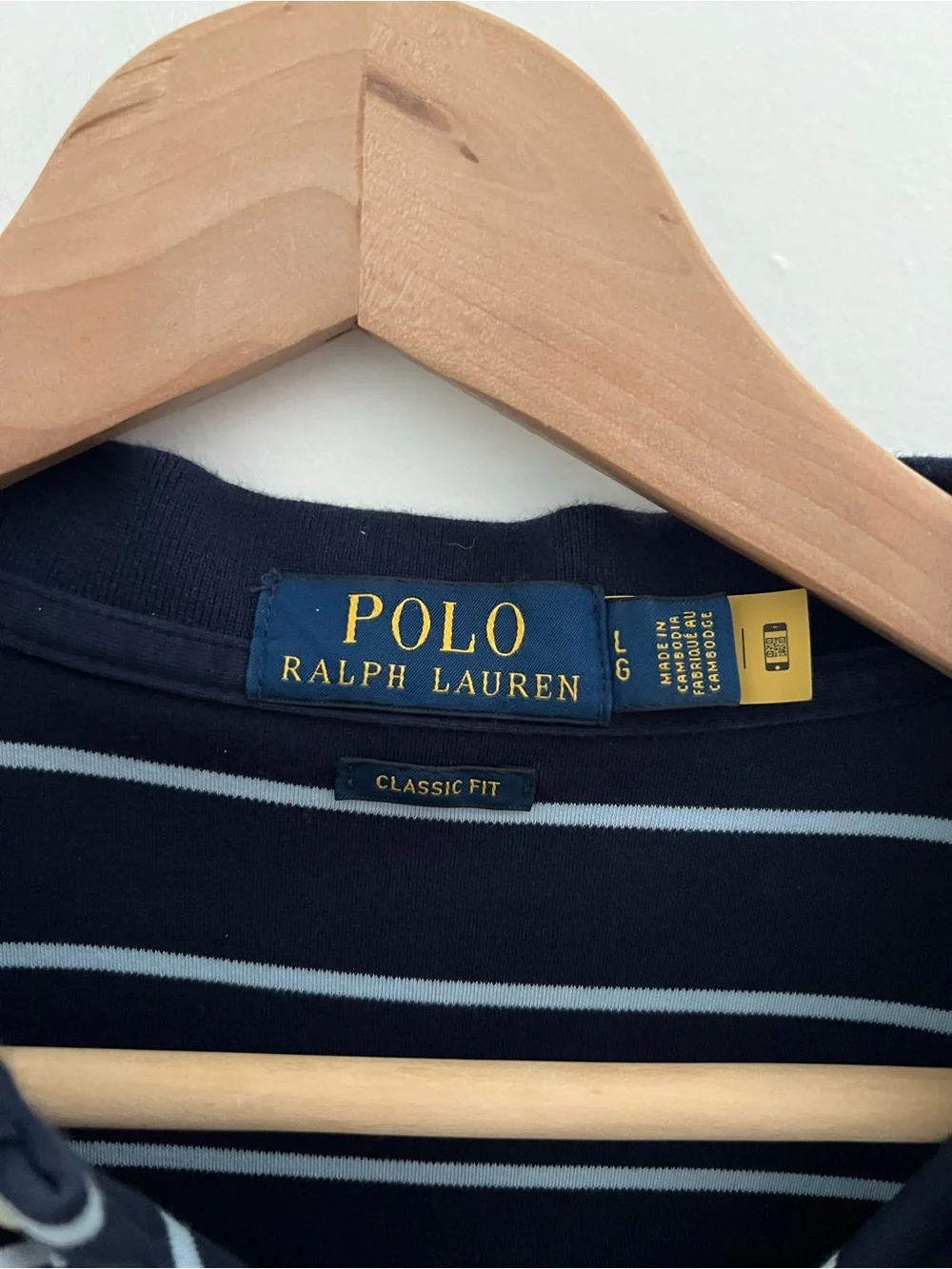 Ralph Lauren Navy and White Striped Polo Shirt